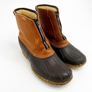 LL Bean Zippered Shearling Lined Duck Boots Size 10